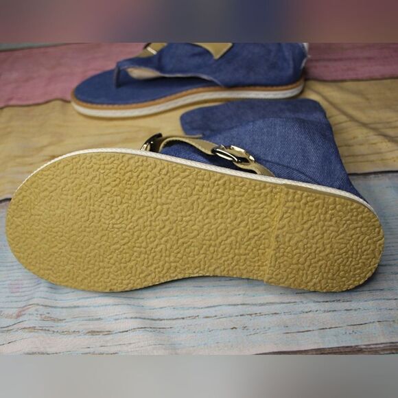 Women's Open Toe Denim Ankle Flip Flop Shoes Size 7 - Picture 2 of 4